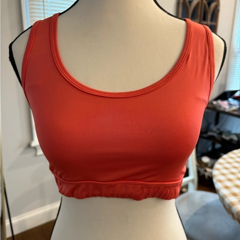 Ellie Dark Coral Scalloped Back Sports Bra